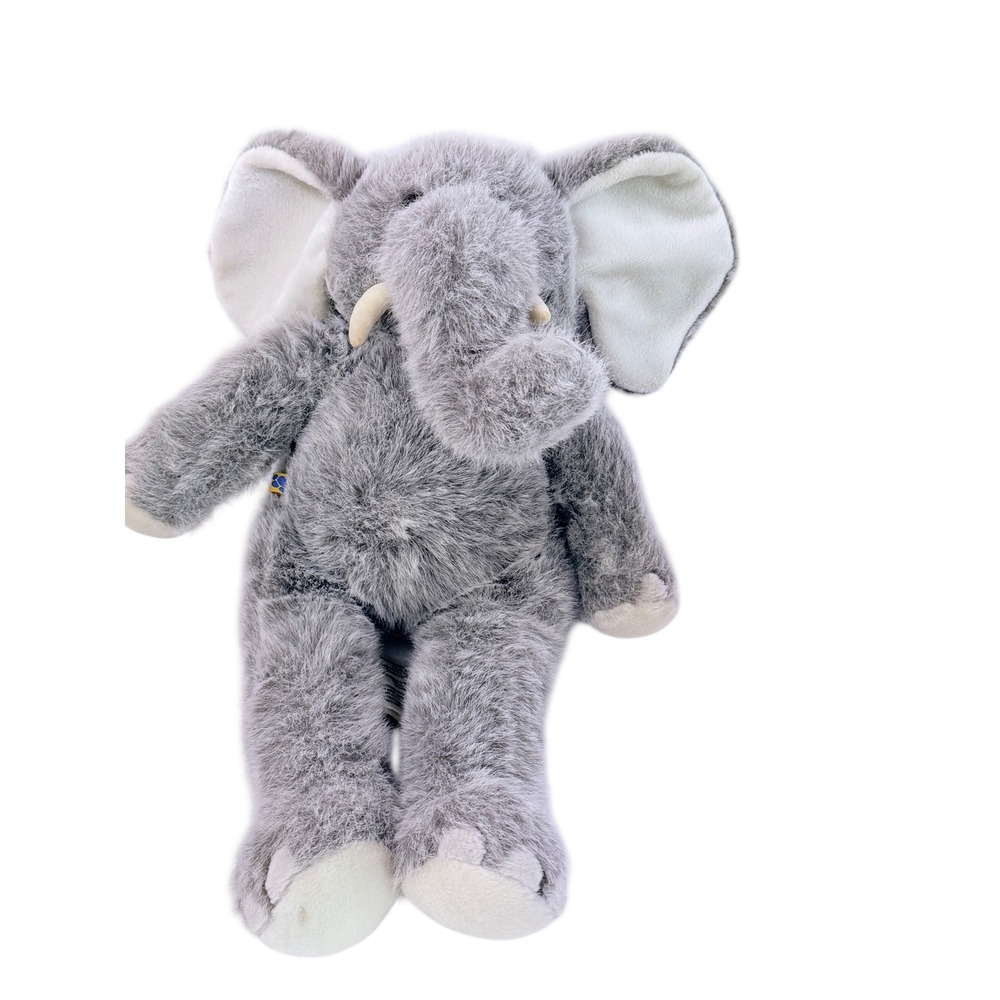VTG Build-A-Bear Workshop Gray Elephant Plush Stuffed Animal with Tusks 17 Inch